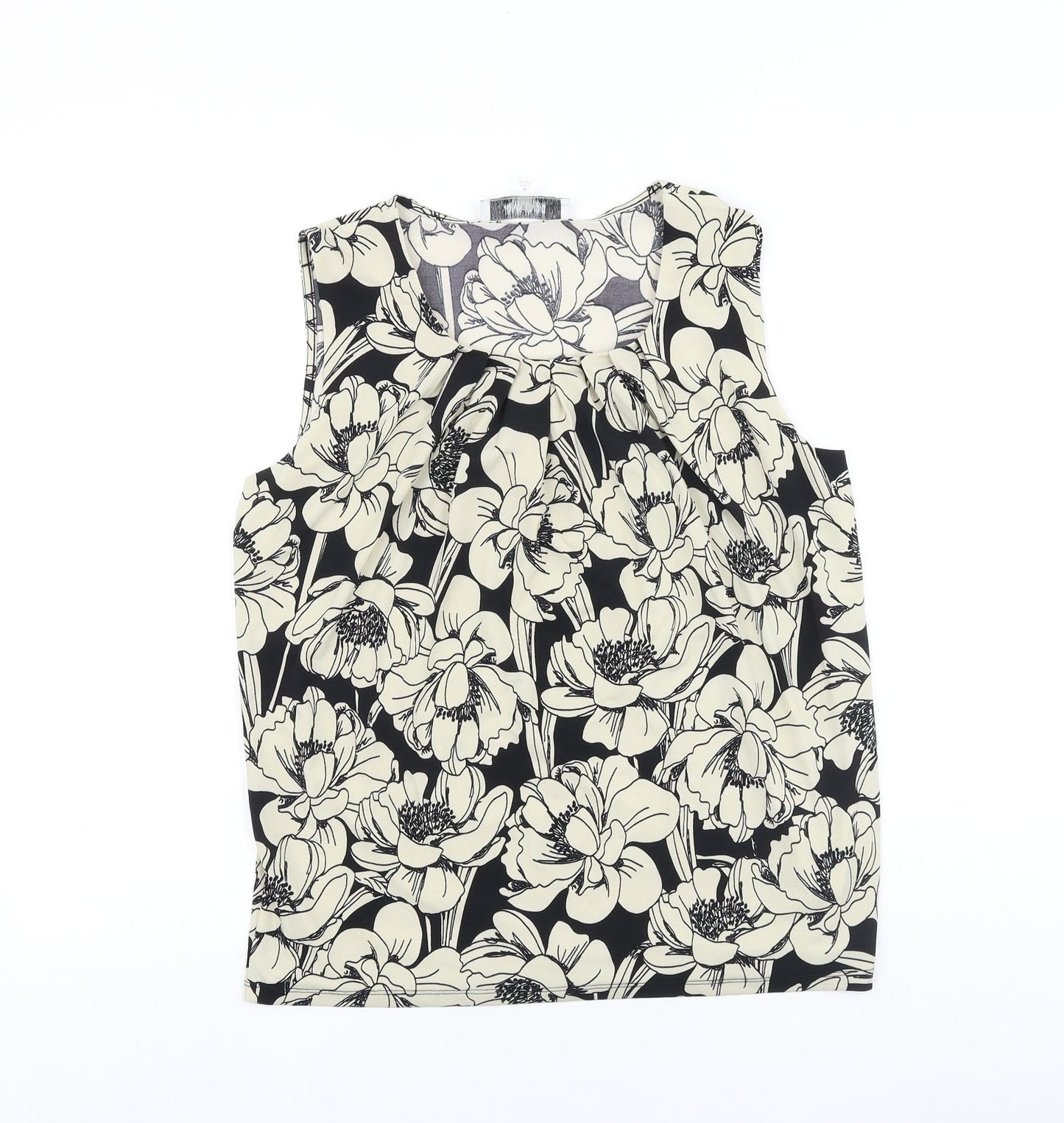 Jones Studio Womens Black Floral Viscose Basic Tank Size M Scoop Neck