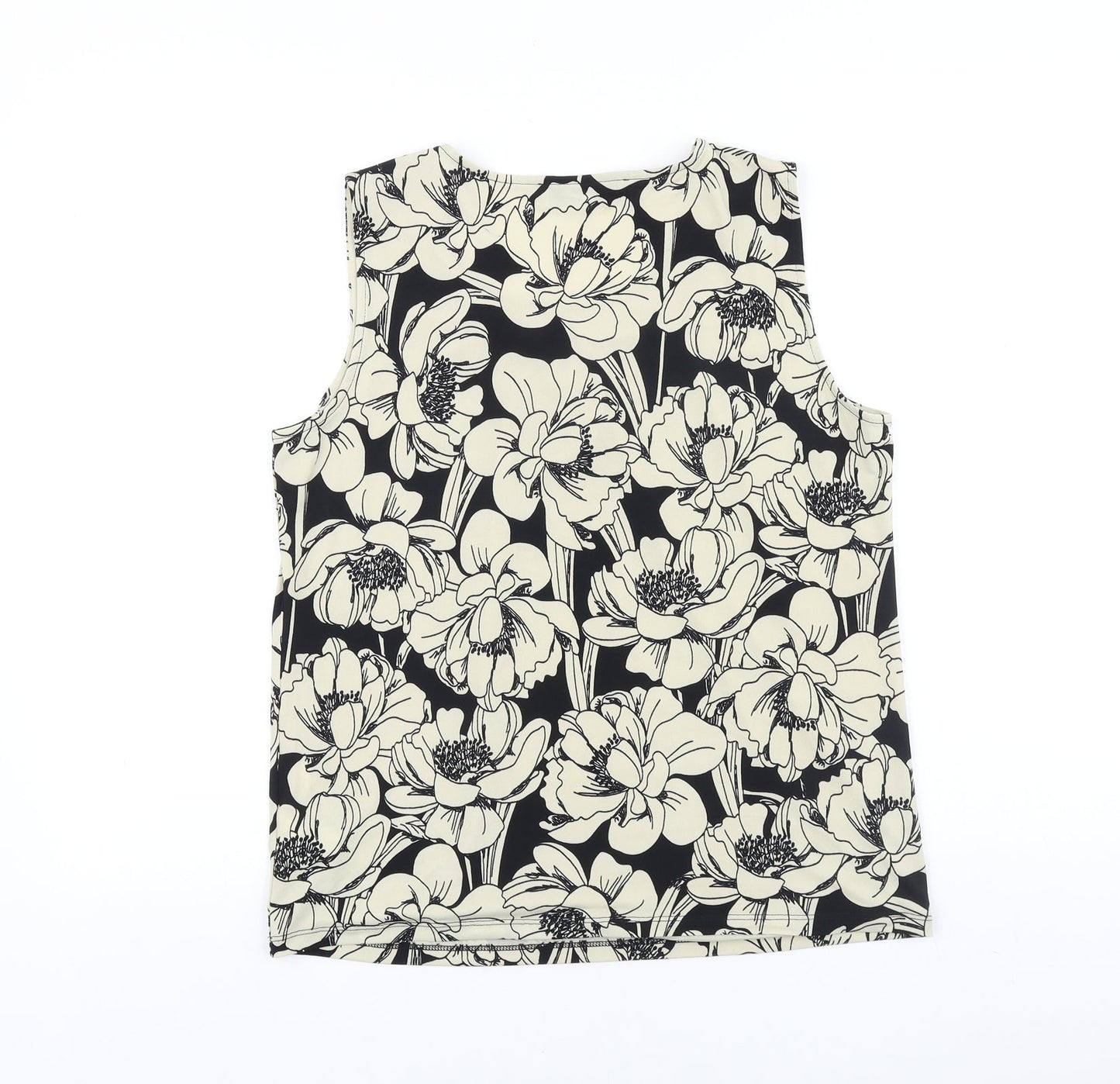 Jones Studio Womens Black Floral Viscose Basic Tank Size M Scoop Neck