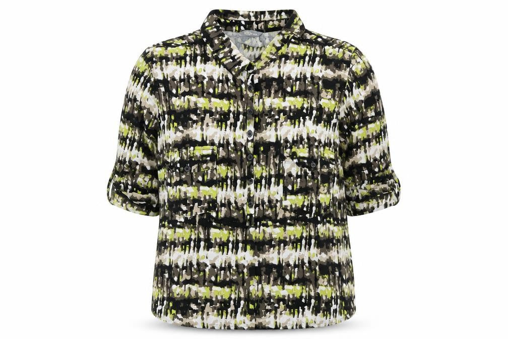Marks and Spencer Womens Brown Geometric 100% Cotton Basic Button-Up Size 18 Collared
