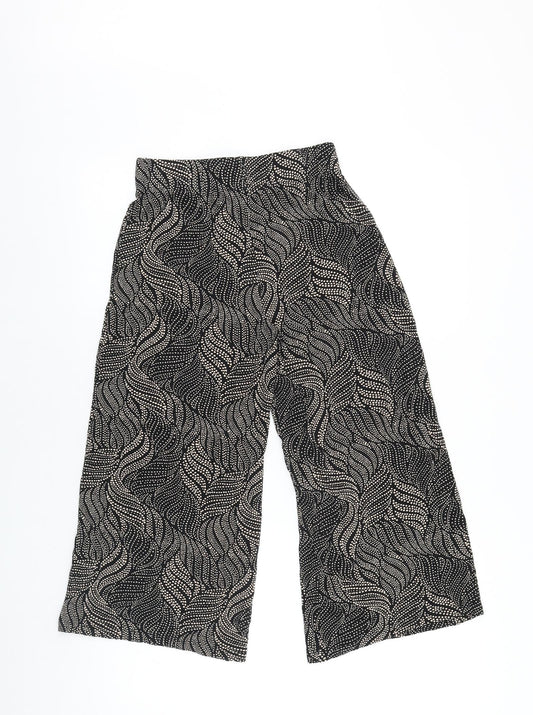 Papaya Womens Black Geometric Cotton Trousers Size 8 L20 in Regular