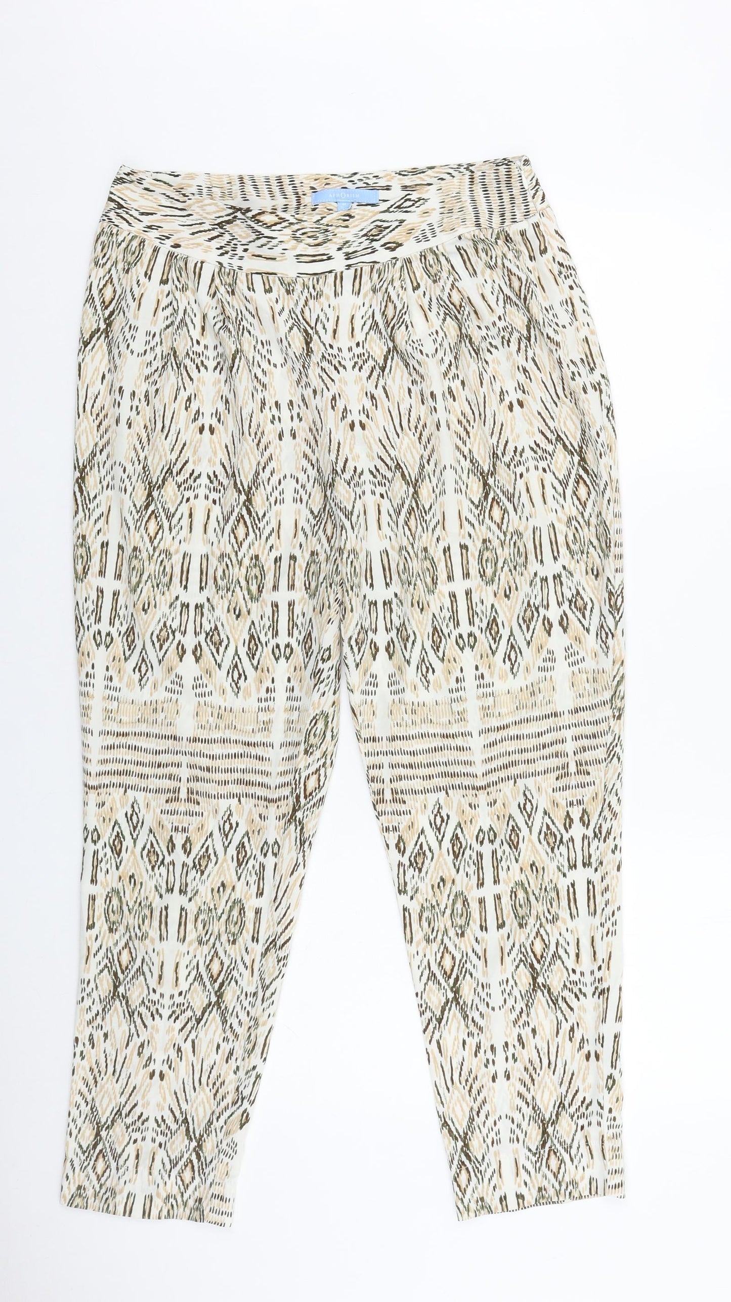 Aphorism Womens Brown Geometric Polyester Trousers Size M L27 in Regular