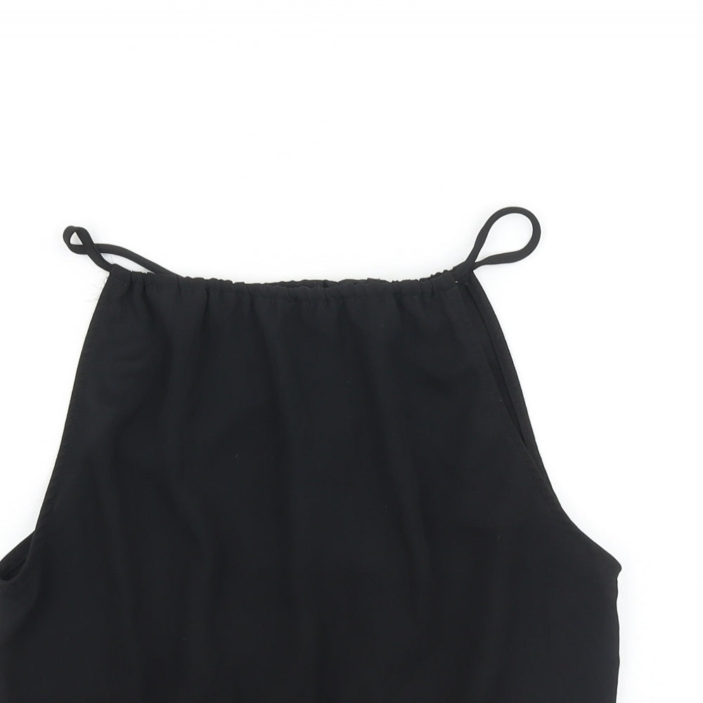 Preworn Womens Black Polyester Cropped Tank Size S Boat Neck