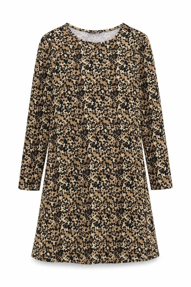 PEP&CO Womens Blue Animal Print 100% Cotton A-Line Size 8 Round Neck Pullover - Jaguar Print