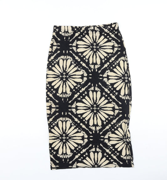 Preworn Womens Black Geometric Viscose Straight & Pencil Skirt Size 25 in