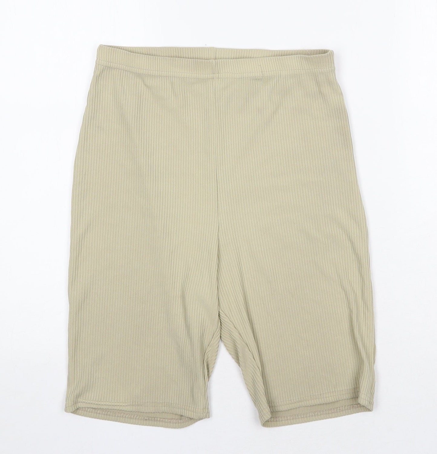 PRETTYLITTLETHING Womens Green Polyester Compression Shorts Size 12 Regular Pull On