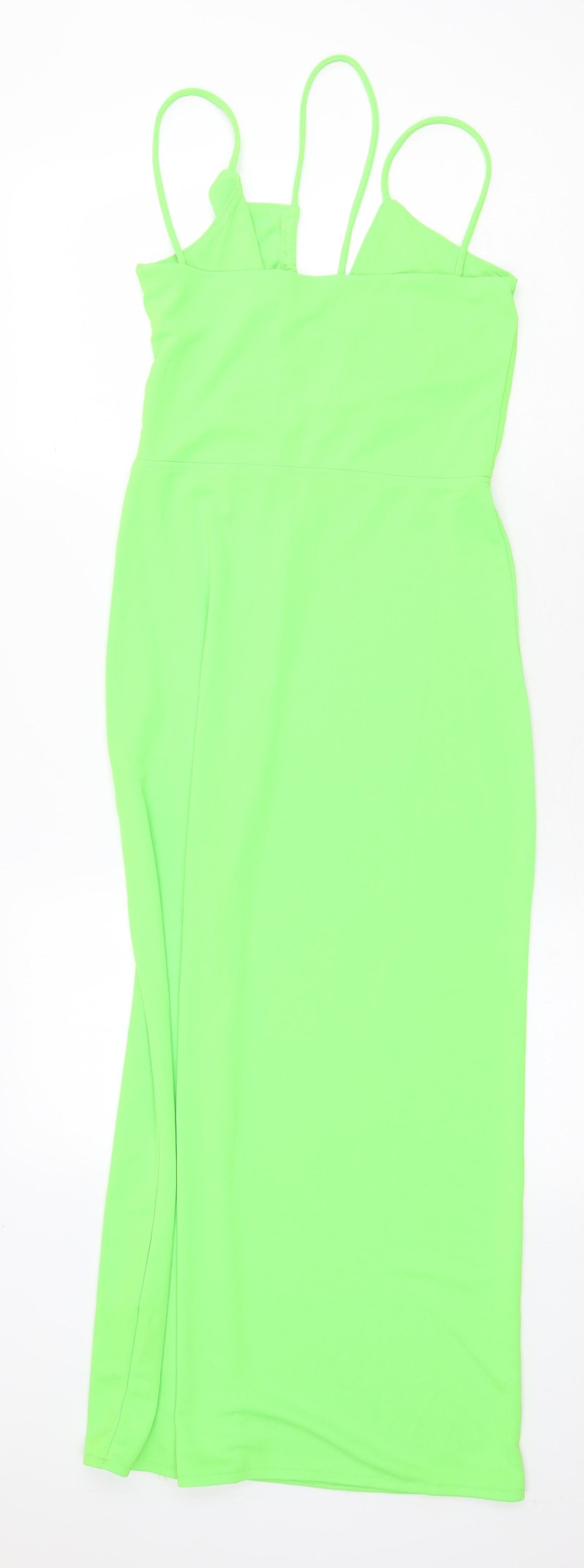 H&M Womens Green Polyester Slip Dress Size XS V-Neck Pullover