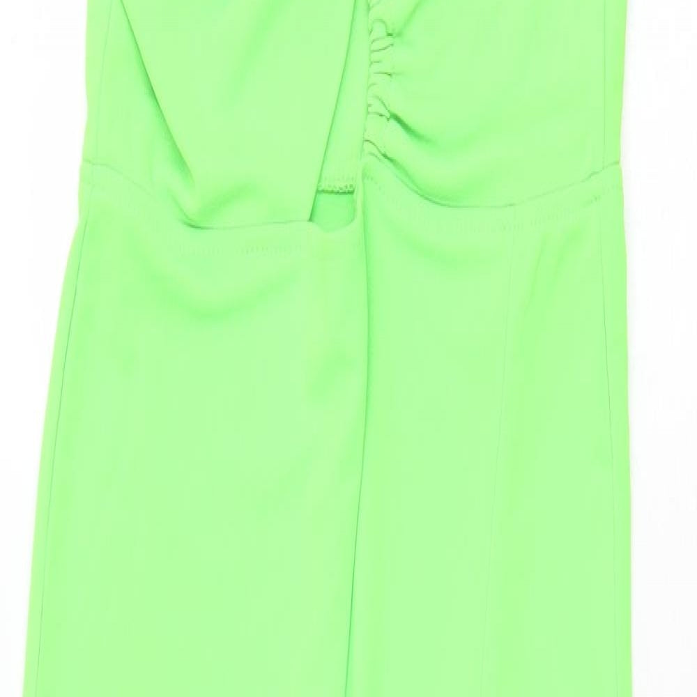 H&M Womens Green Polyester Slip Dress Size XS V-Neck Pullover