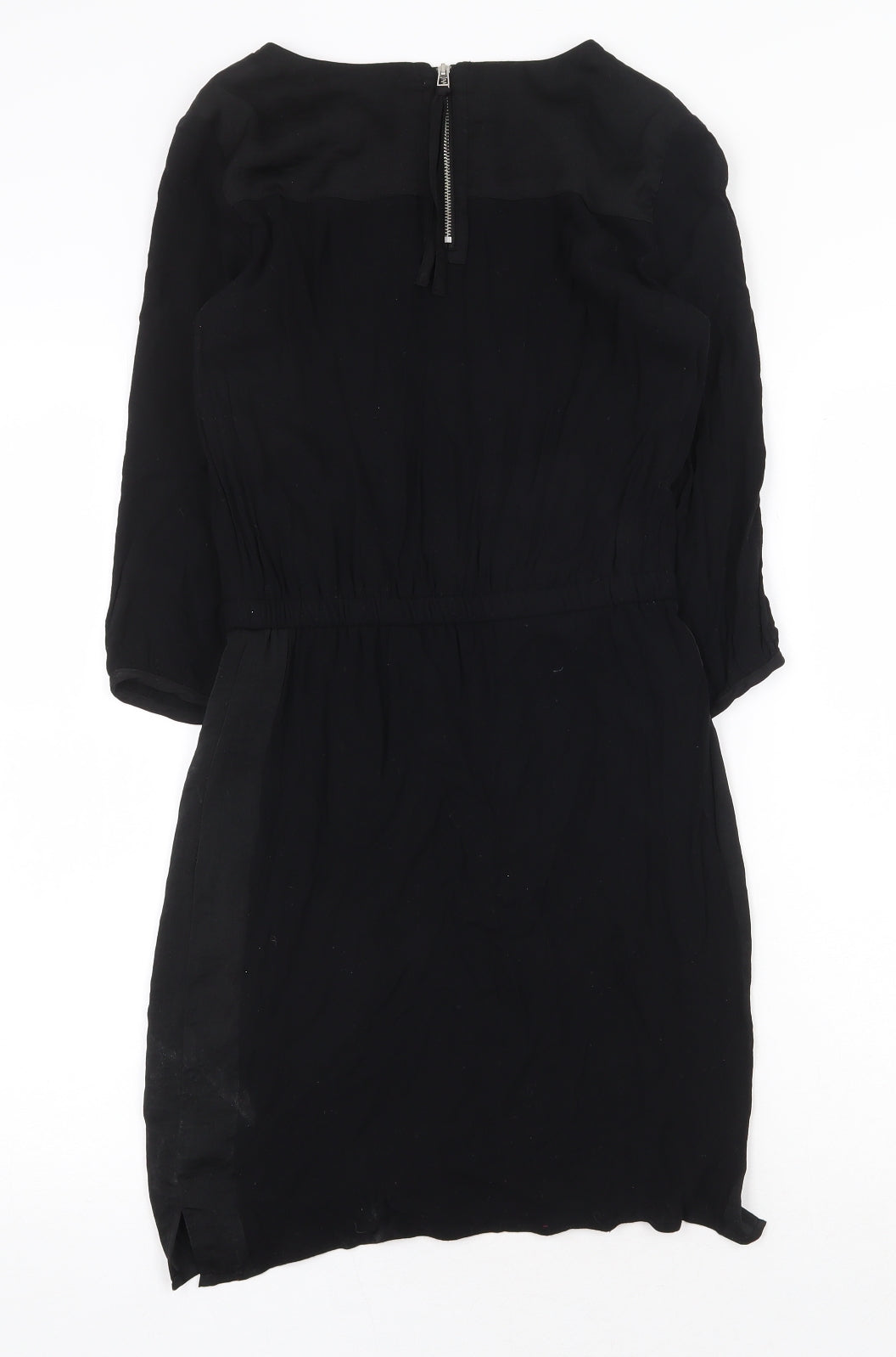 H&M Womens Black Polyester Shift Size 6 Boat Neck Zip