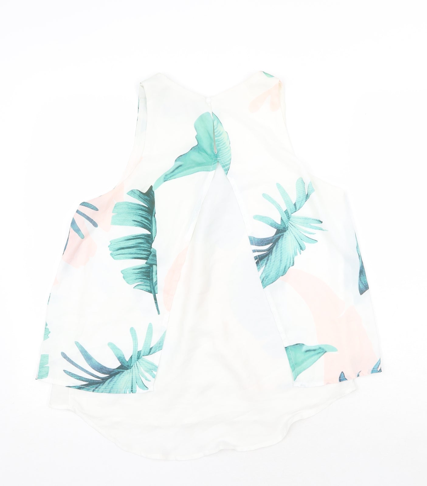 Yoins Womens White Geometric Polyester Basic Tank Size M Round Neck - Leaf Print