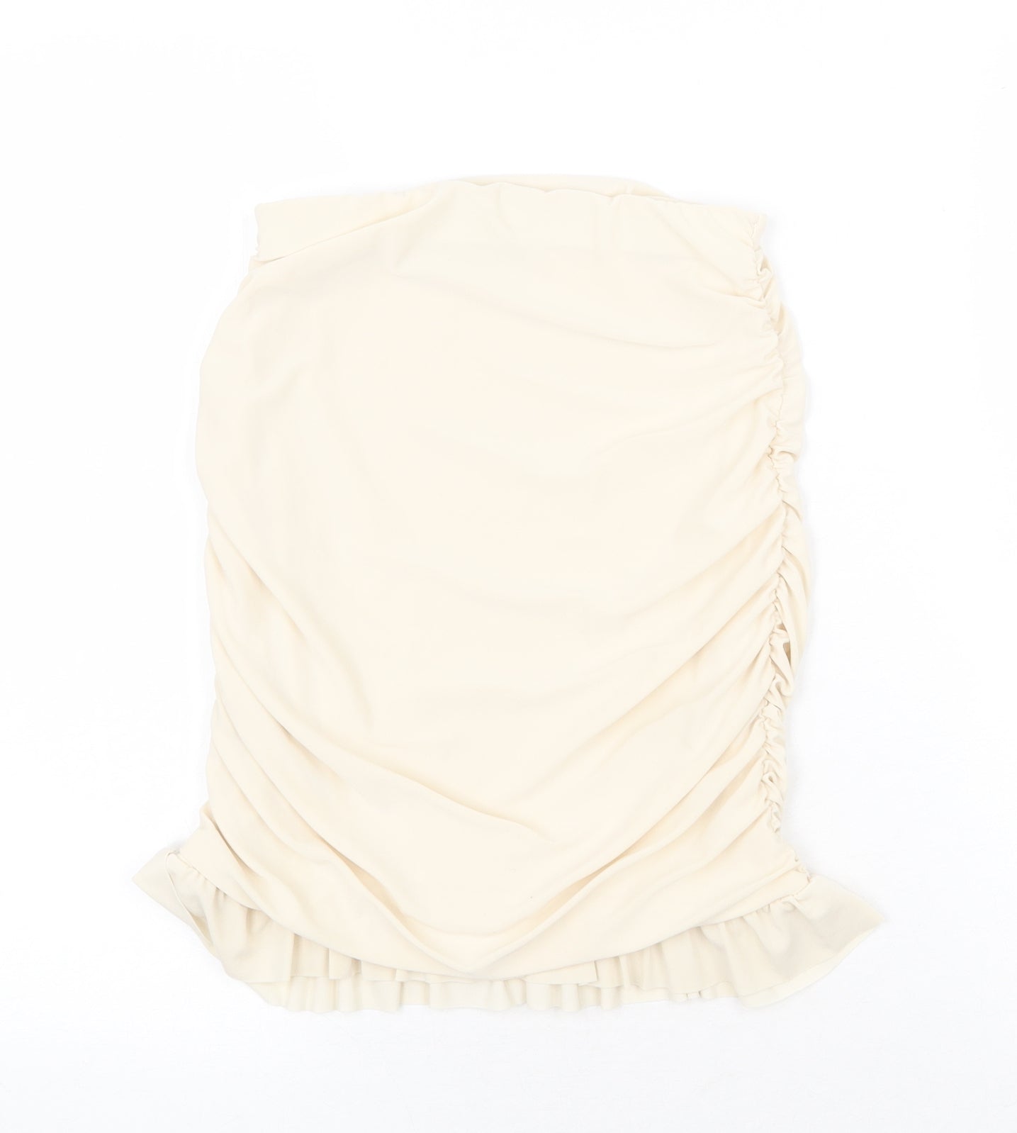 PRETTYLITTLETHING Womens Beige Polyester Bandage Skirt Size 6