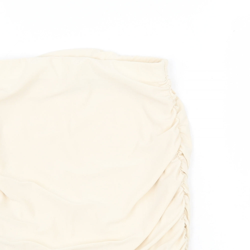 PRETTYLITTLETHING Womens Beige Polyester Bandage Skirt Size 6