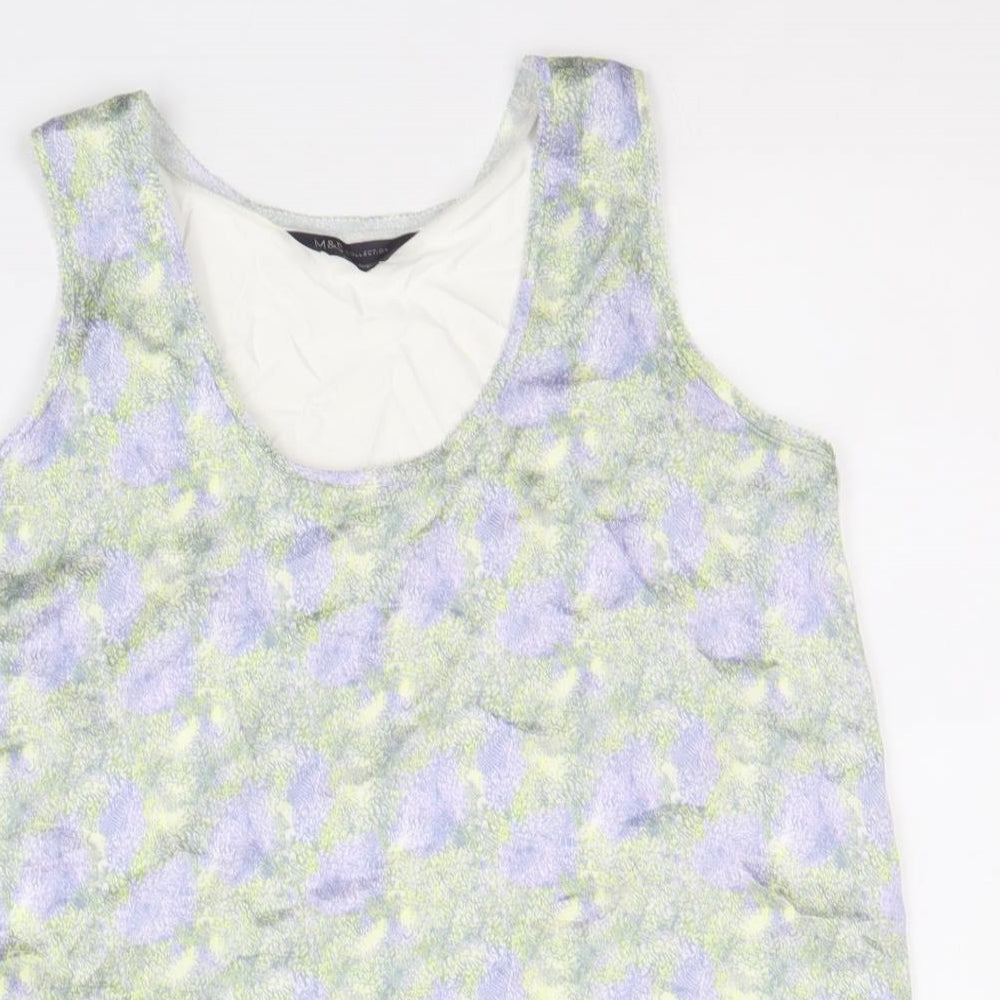 Marks and Spencer Womens Multicoloured Geometric Polyester Basic Tank Size 8 Scoop Neck