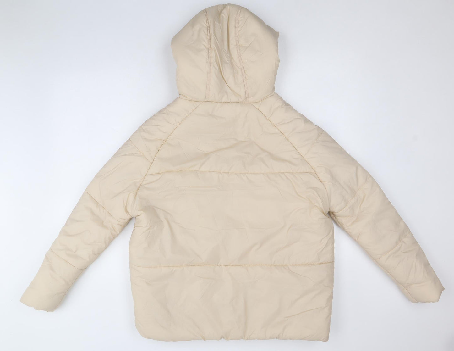 PRETTYLITTLETHING Womens Beige Puffer Jacket Jacket Size 4 Zip