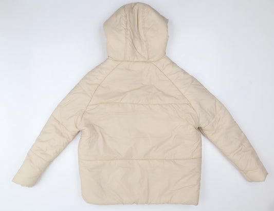 PRETTYLITTLETHING Womens Beige Puffer Jacket Jacket Size 4 Zip