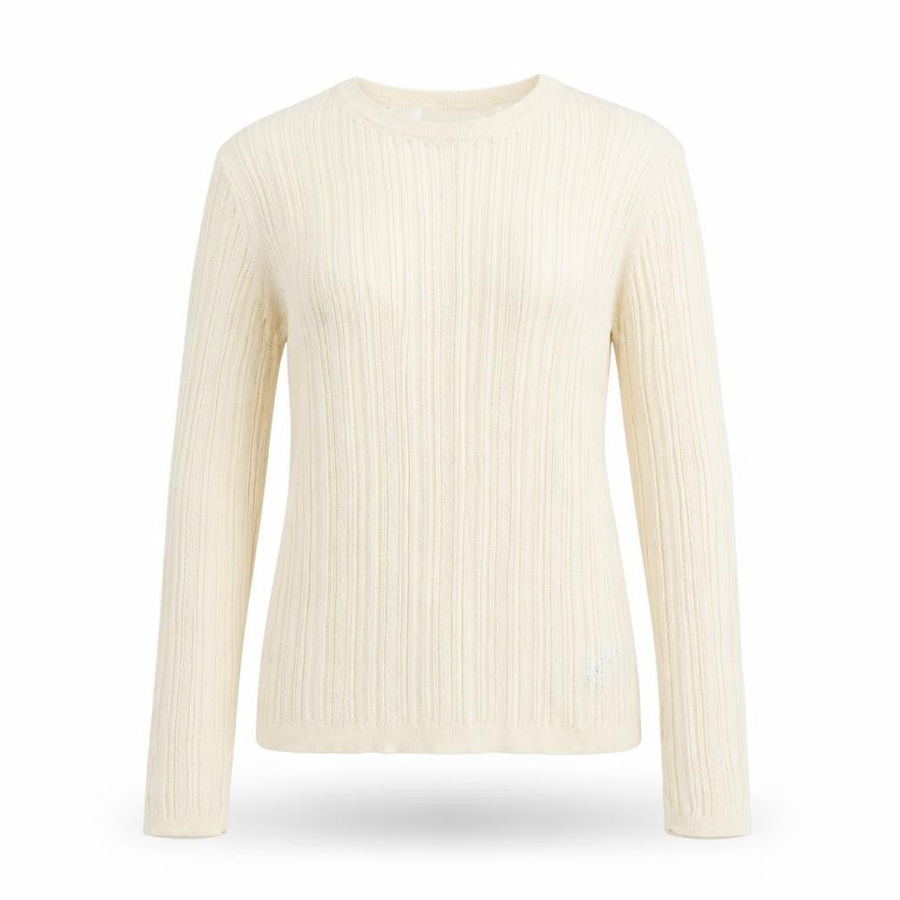 Marks and Spencer Womens Beige Scoop Neck Polyester Pullover Jumper Size M