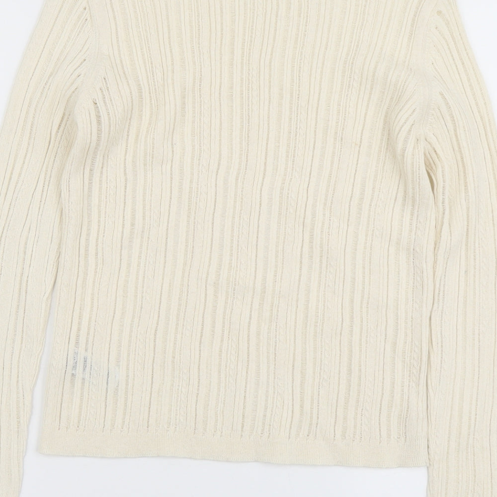 Marks and Spencer Womens Beige Scoop Neck Polyester Pullover Jumper Size M