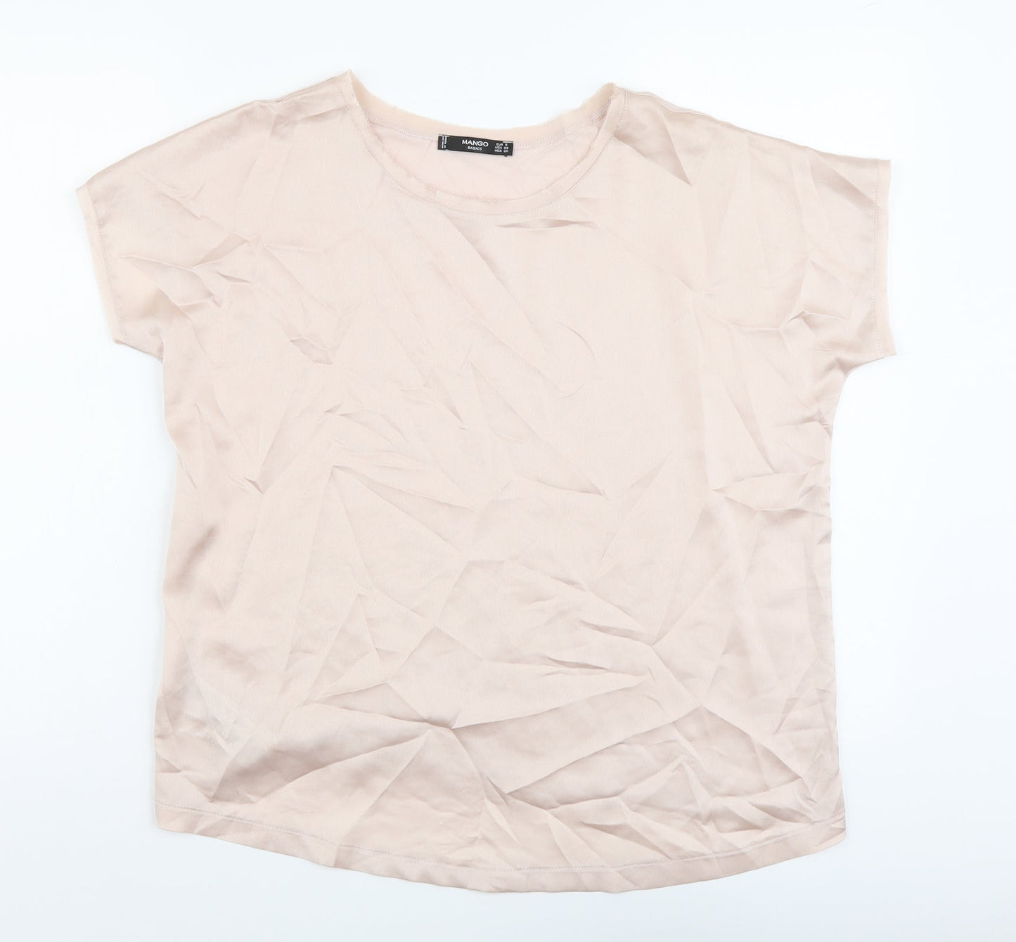 Mango Womens Pink Viscose Basic T-Shirt Size S Scoop Neck