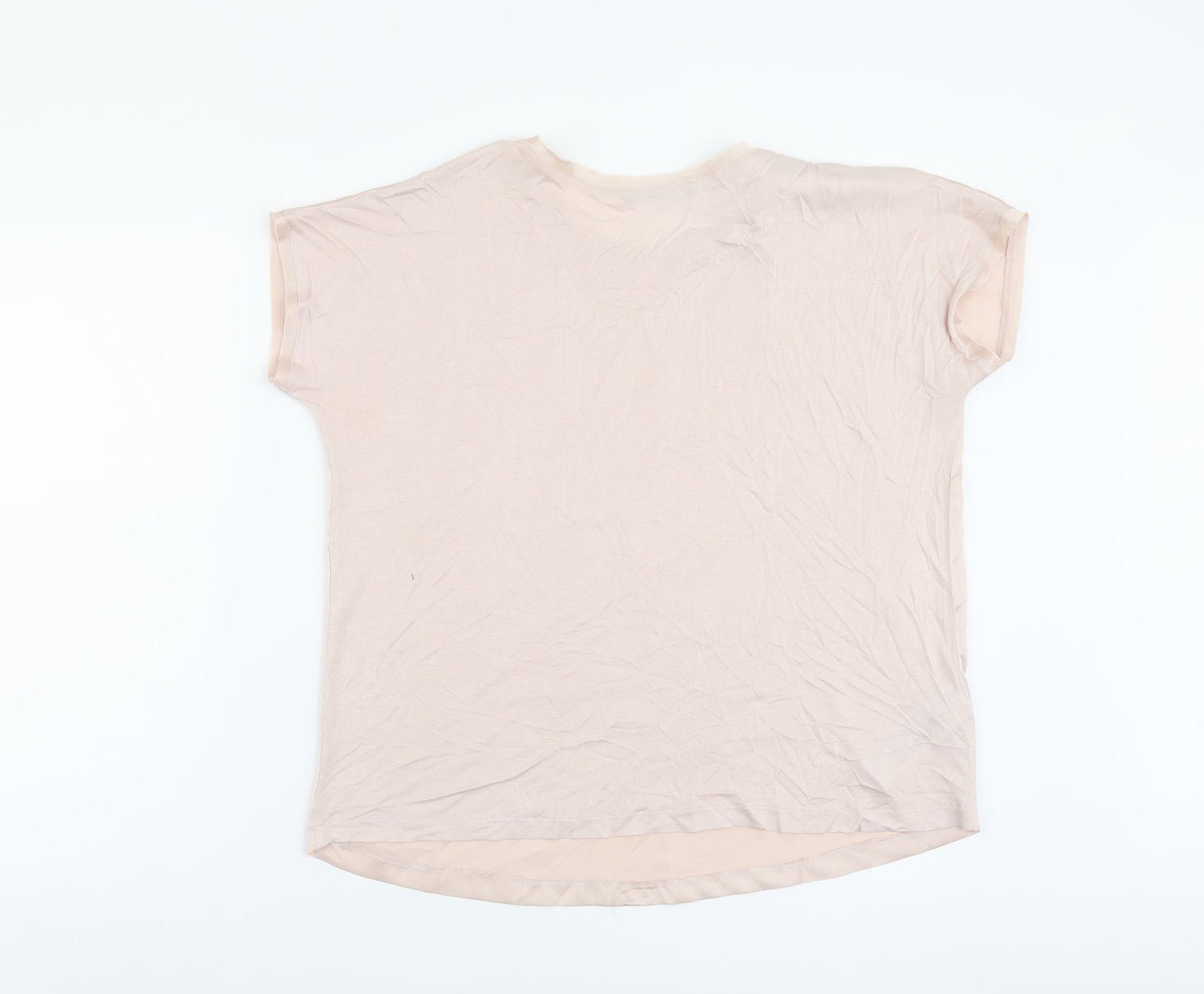 Mango Womens Pink Viscose Basic T-Shirt Size S Scoop Neck