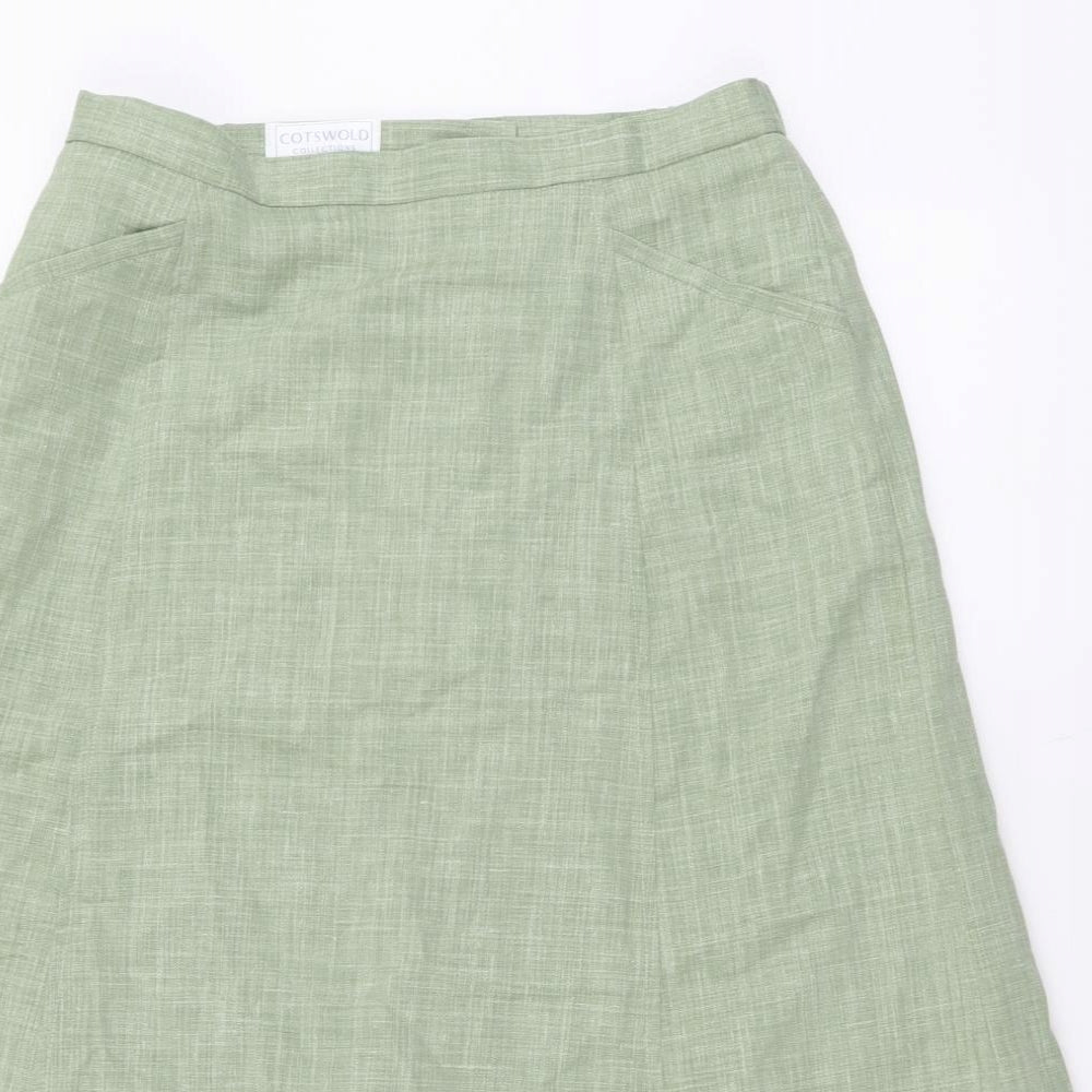 Cotswold Womens Green Cotton Straight & Pencil Skirt Size 12 Zip