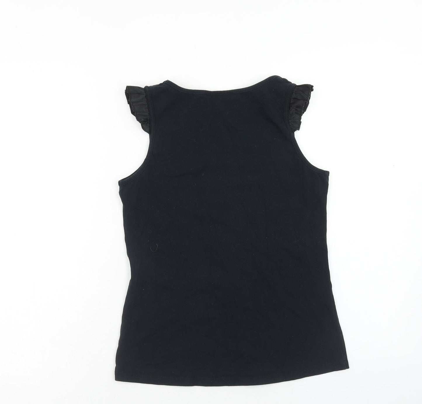 Jenson Womens Black Cotton Basic Tank Size S Scoop Neck