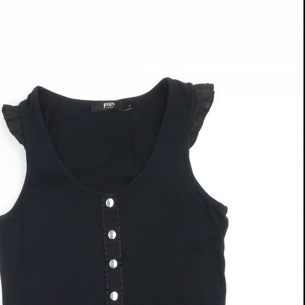 Jenson Womens Black Cotton Basic Tank Size S Scoop Neck