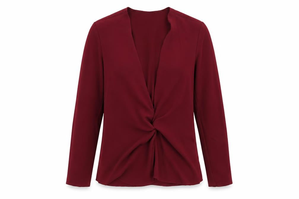 Topshop Womens Red Polyester Basic Blouse Size 8 V-Neck