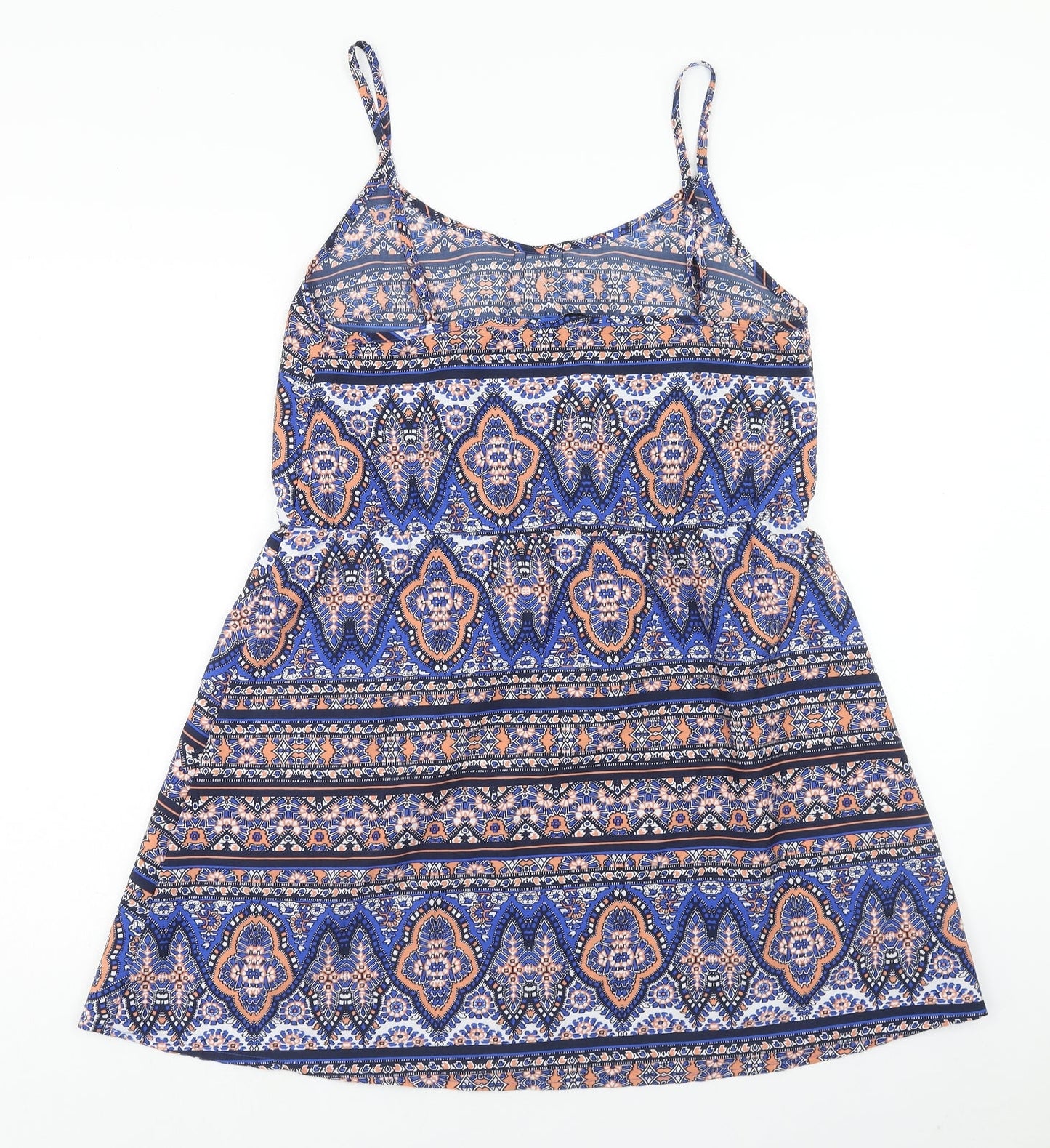 New Look Womens Multicoloured Geometric Polyester A-Line Size 12 Round Neck Pullover