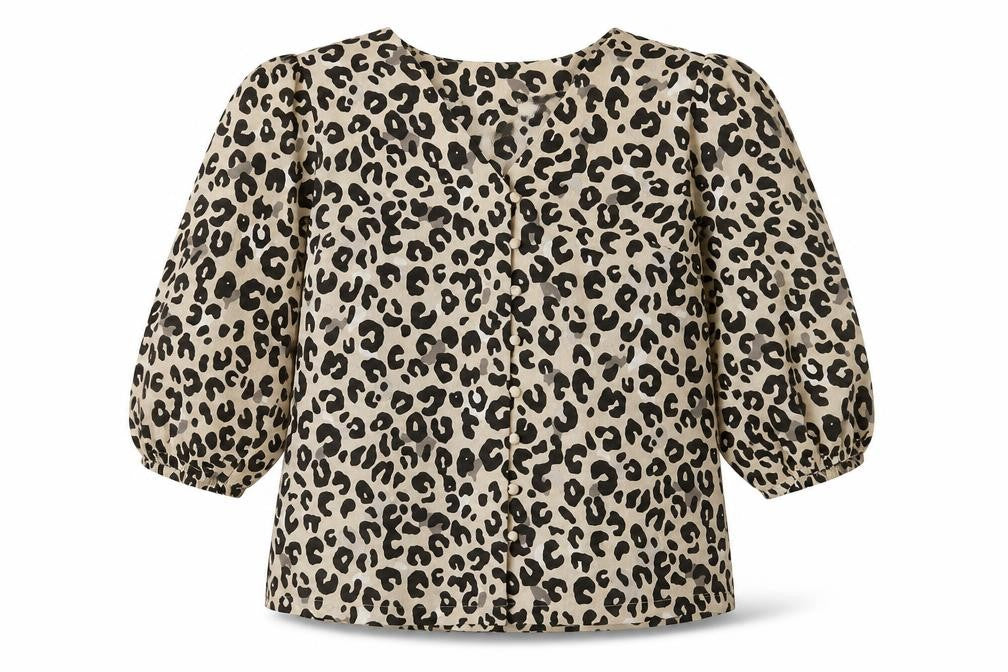 Marks and Spencer Womens Brown Animal Print Polyester Basic Blouse Size 10 V-Neck - Leopard Print