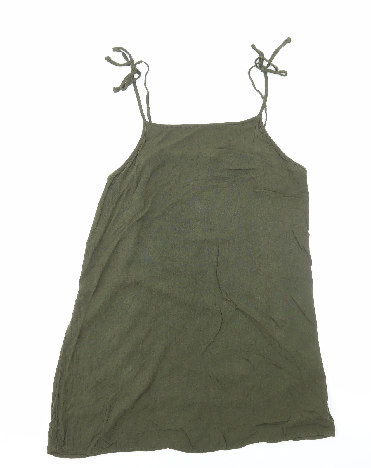 FOREVER 21 Womens Green Viscose Slip Dress Size S Square Neck Pullover