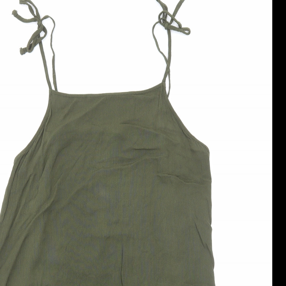 FOREVER 21 Womens Green Viscose Slip Dress Size S Square Neck Pullover