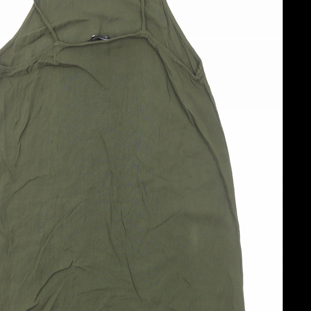 FOREVER 21 Womens Green Viscose Slip Dress Size S Square Neck Pullover