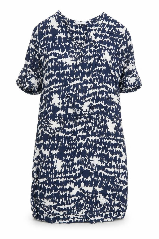 Aquariva Womens Blue Geometric Viscose Shift Size M V-Neck Pullover