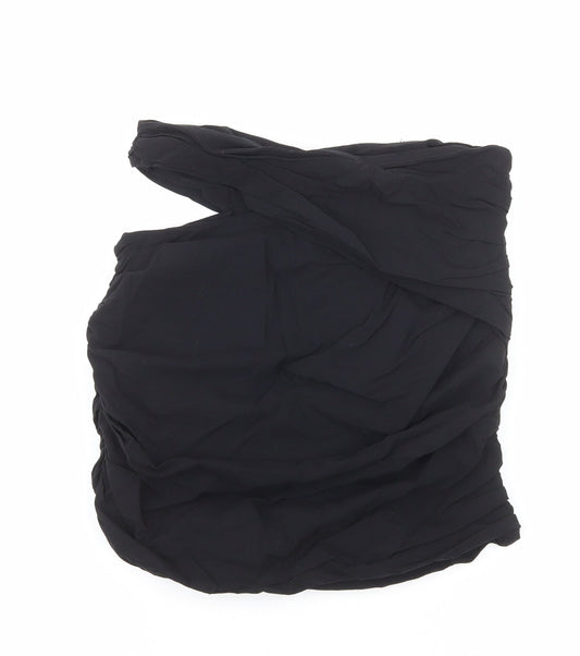 Zara Womens Black Cotton Bandage Skirt Size M Zip