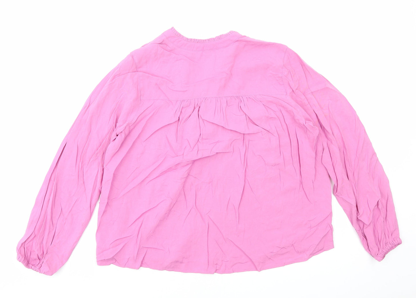 Marks and Spencer Womens Pink Viscose Basic Blouse Size 10 V-Neck