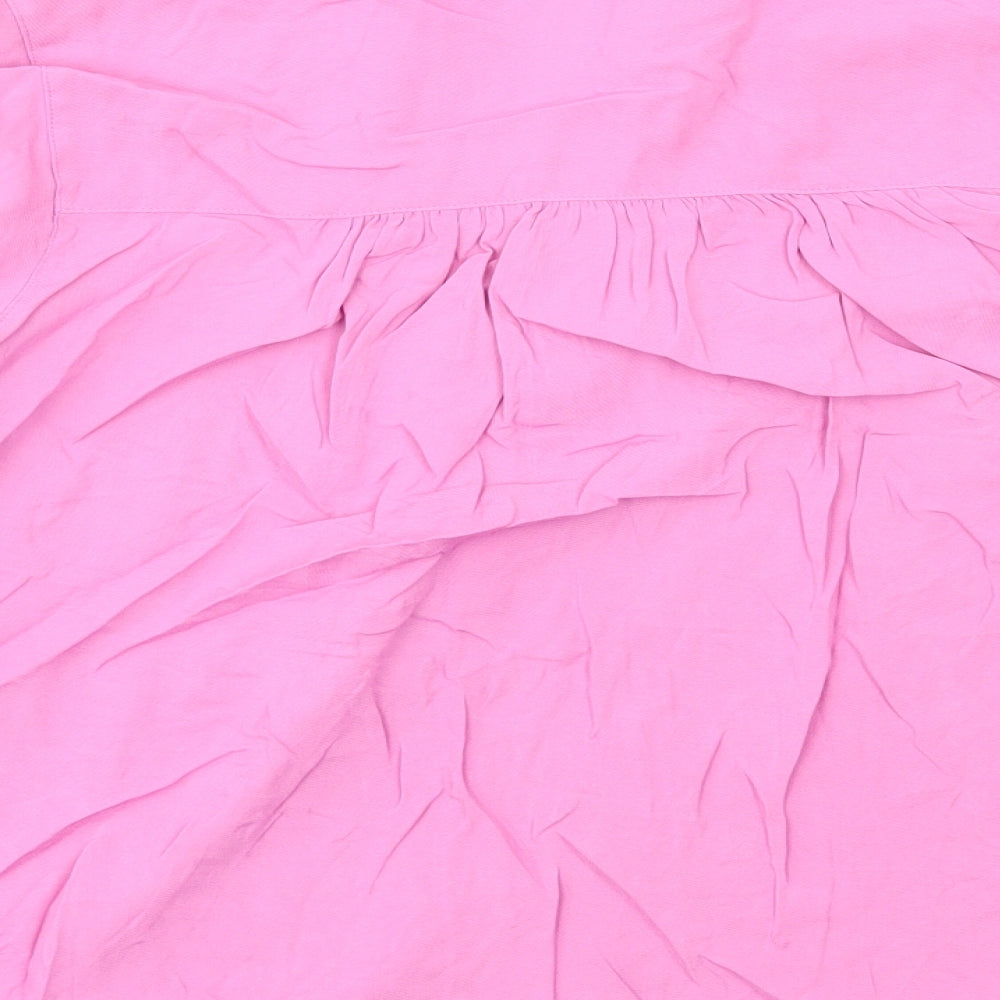 Marks and Spencer Womens Pink Viscose Basic Blouse Size 10 V-Neck