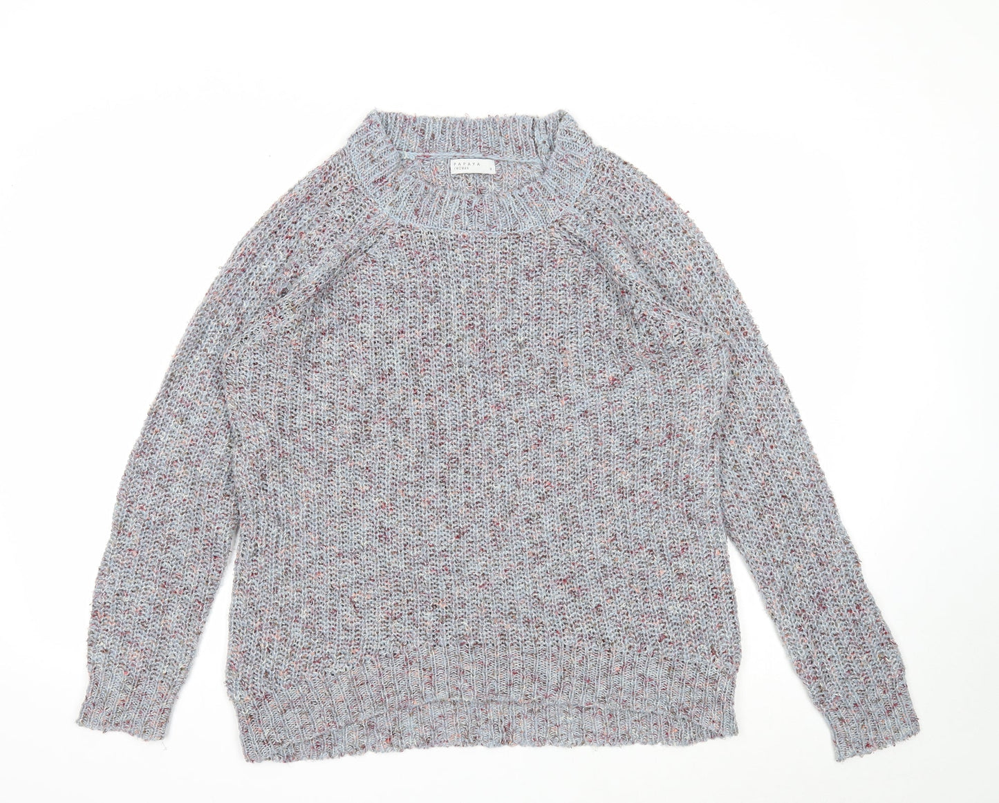 Papaya Womens Grey Scoop Neck Polyester Pullover Jumper Size M