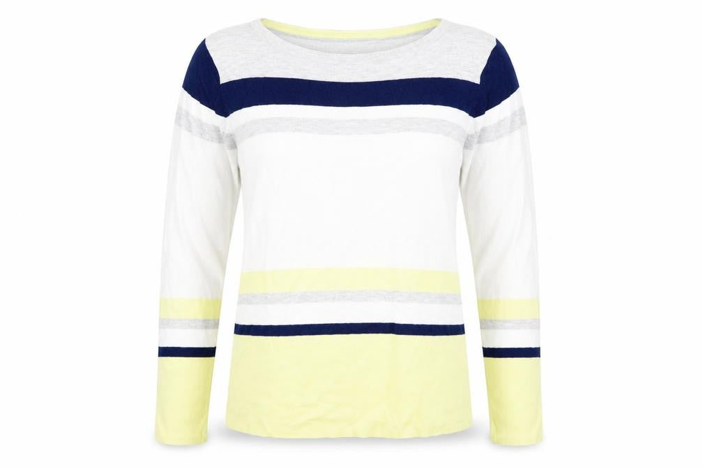 Marks and Spencer Womens Multicoloured Round Neck Striped Cotton Pullover Jumper Size 14