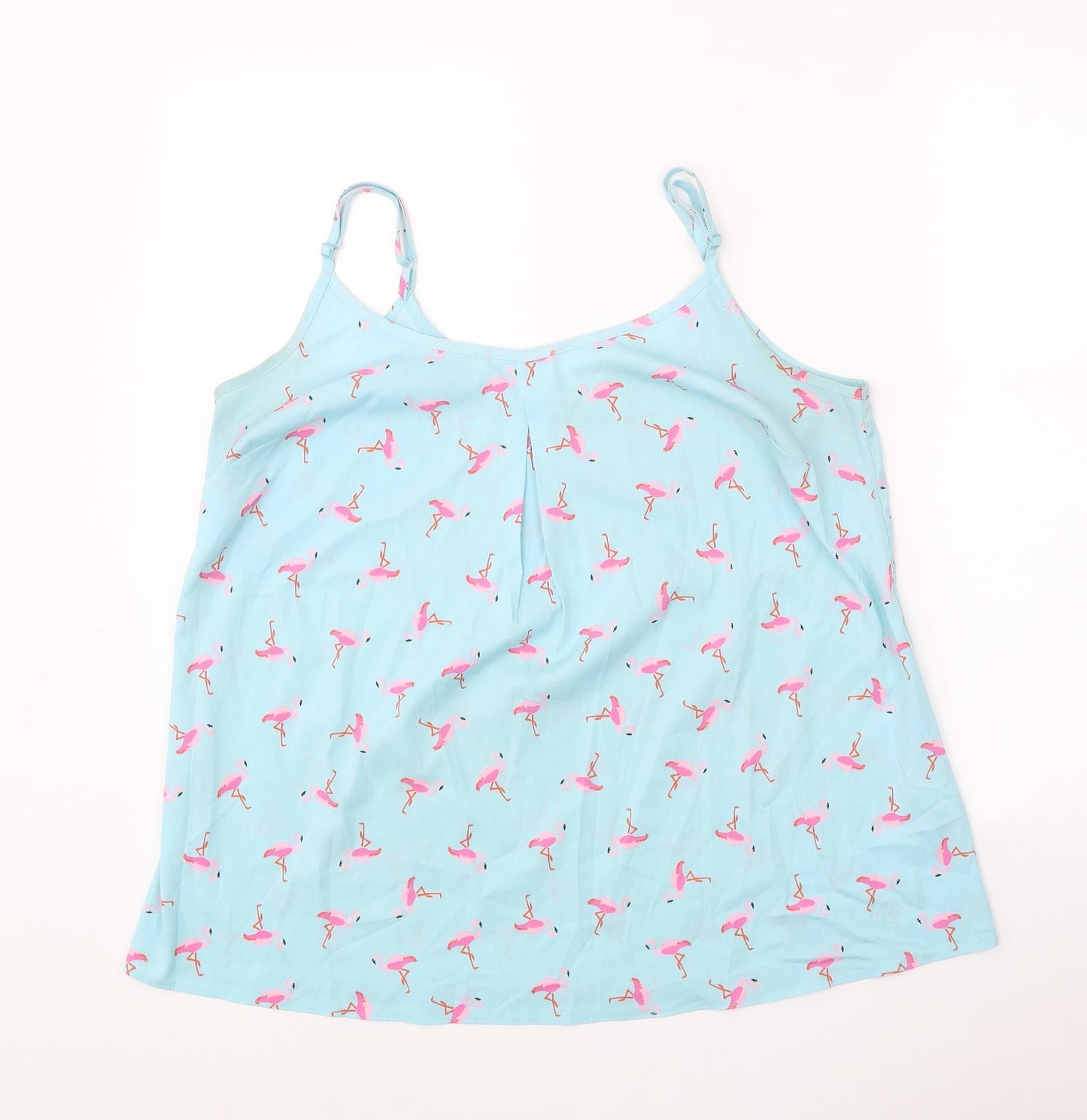 Simply Be Womens Blue Geometric Polyester Basic Tank Size 12 Round Neck - Flamingo Pattern