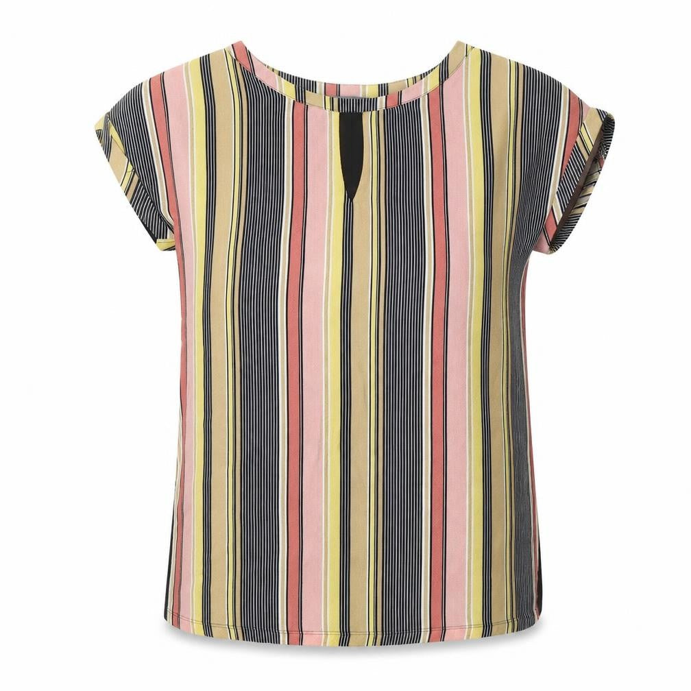Papaya Womens Multicoloured Striped Polyester Basic Blouse Size 8 Scoop Neck