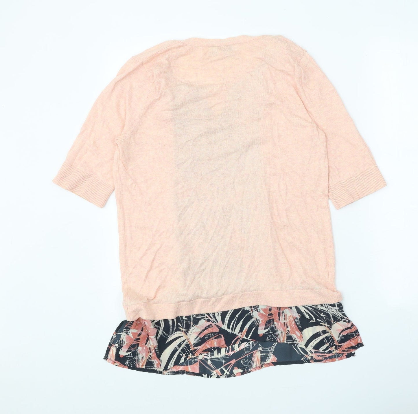 NEXT Womens Pink Geometric Cotton Basic Blouse Size 10 Round Neck