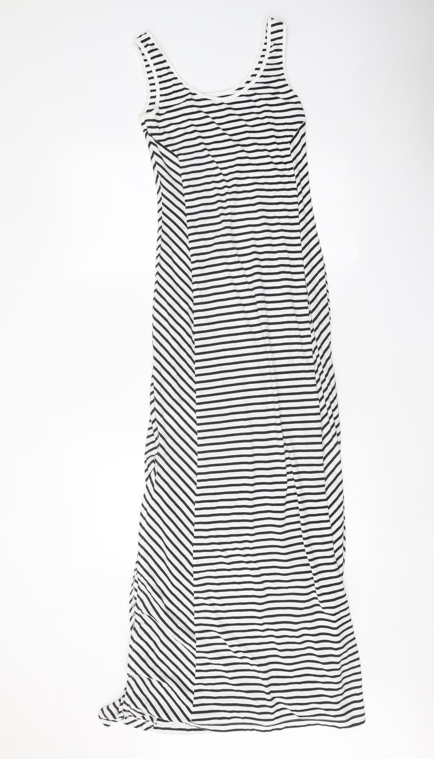 ESMARA Womens White Striped Polyester Maxi Size XS Scoop Neck Pullover