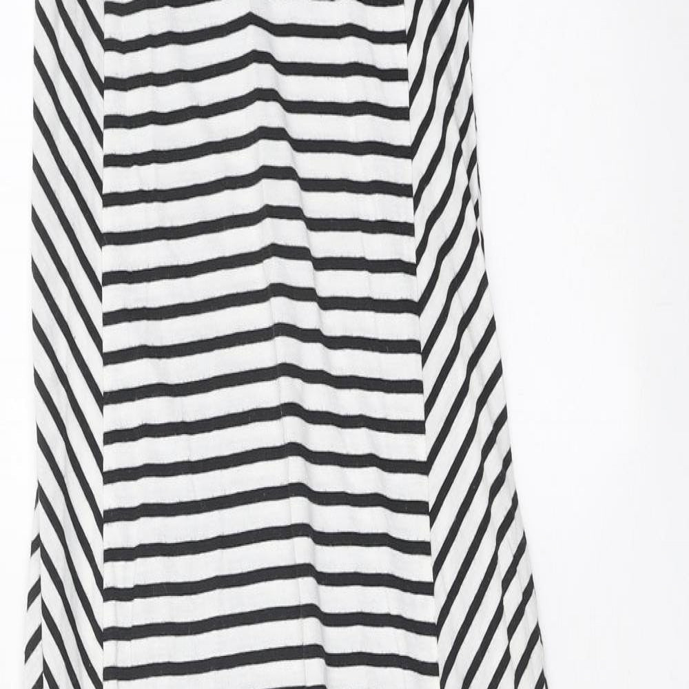 ESMARA Womens White Striped Polyester Maxi Size XS Scoop Neck Pullover