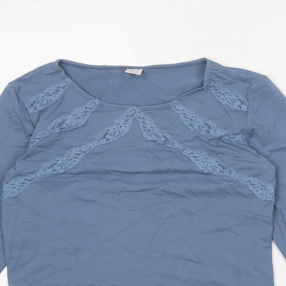 Only Hearts Womens Blue Nylon Basic T-Shirt Size M Round Neck