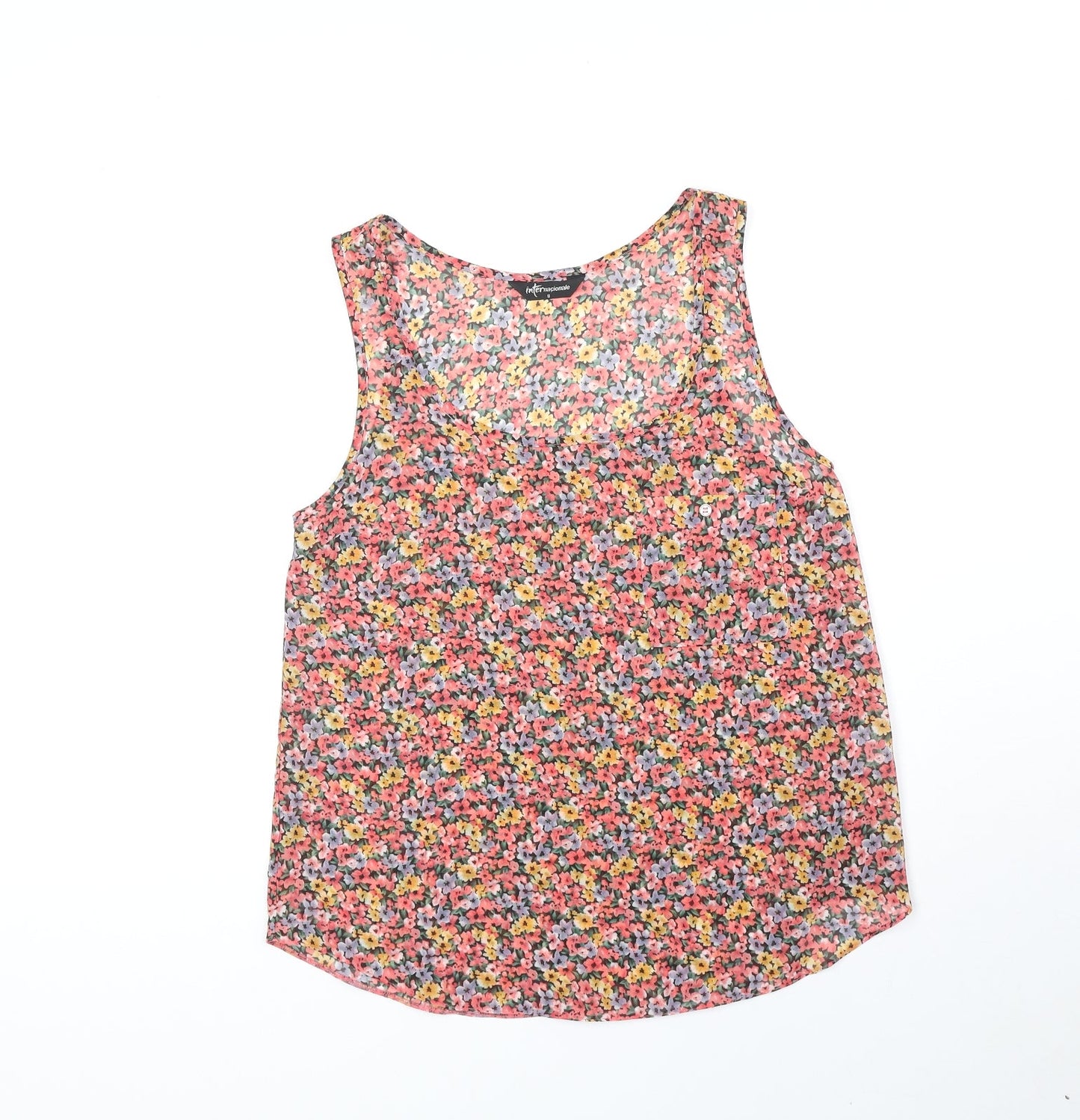 International Womens Multicoloured Floral Polyester Basic Tank Size 8 Scoop Neck