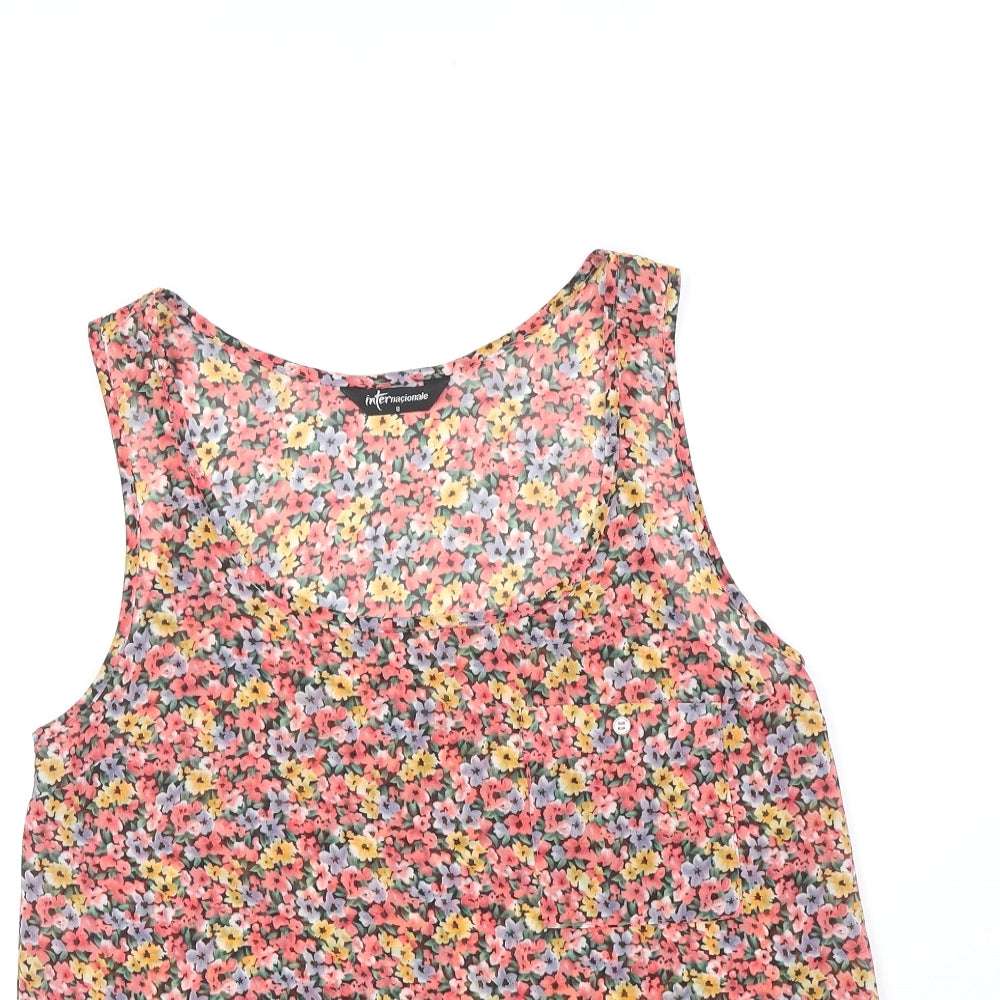 International Womens Multicoloured Floral Polyester Basic Tank Size 8 Scoop Neck