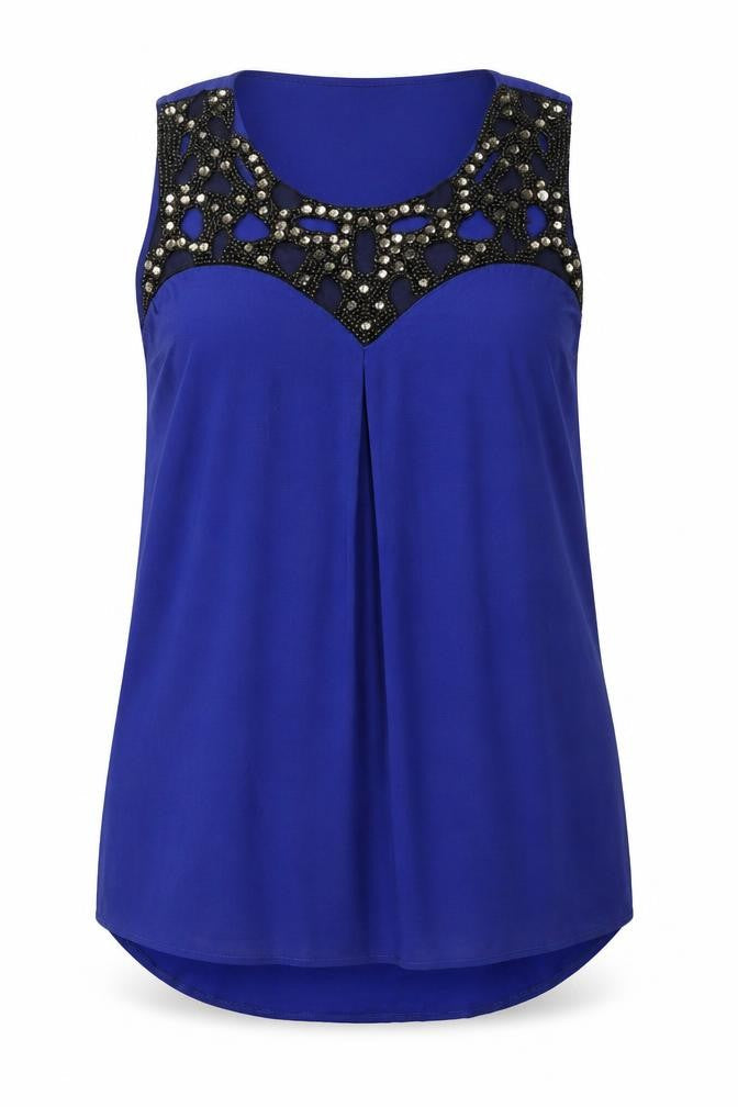 So Fabulous Womens Blue Polyester Basic Blouse Size 14 Scoop Neck