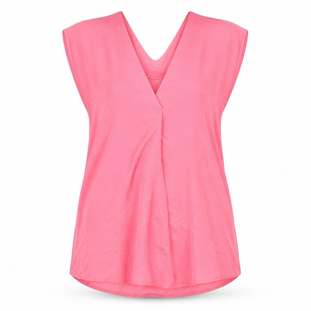 Marks and Spencer Womens Pink Polyester Basic Blouse Size 10 V-Neck