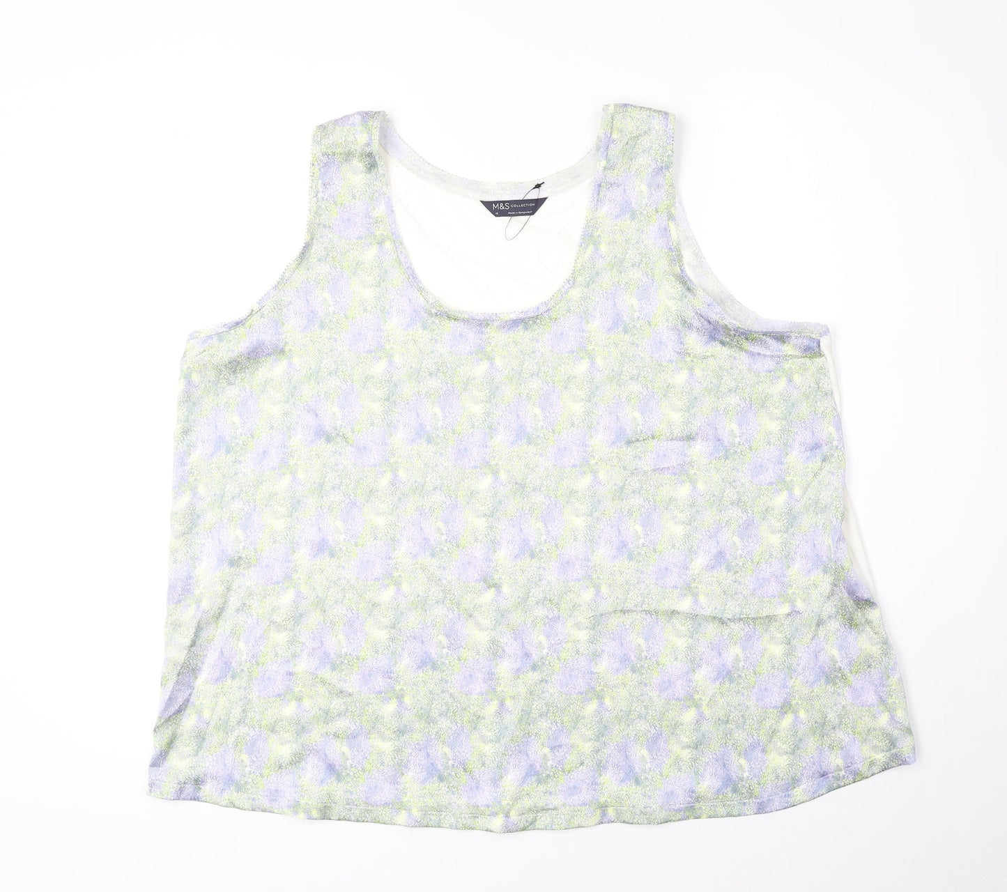 Marks and Spencer Womens Multicoloured Geometric Polyester Basic Tank Size 18 Round Neck