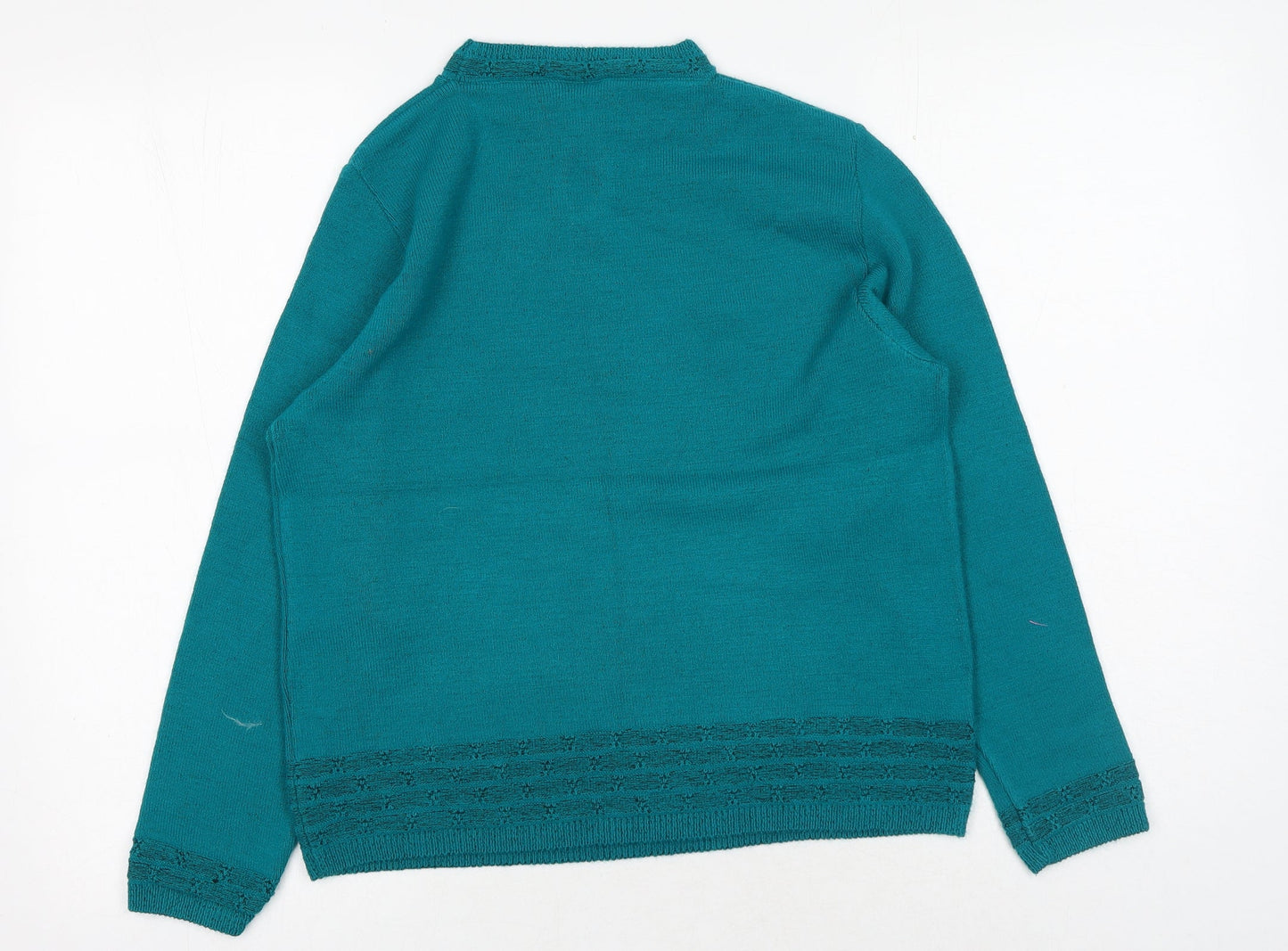 Florida Womens Green Mock Neck Acrylic Pullover Jumper Size S