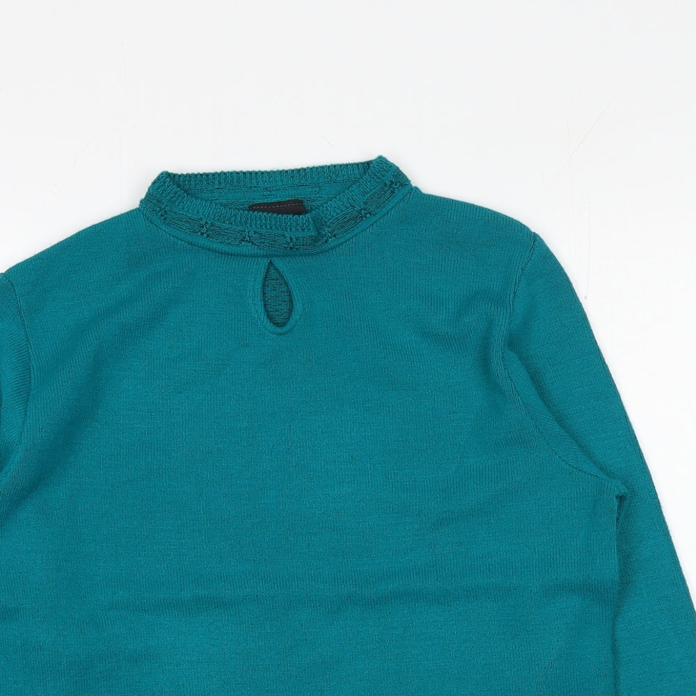Florida Womens Green Mock Neck Acrylic Pullover Jumper Size S
